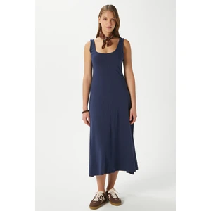 Kadın Nancy Kolsuz Lacivert Midi Penye Elbise 5376