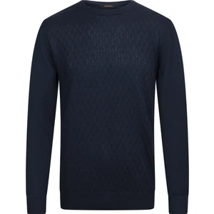 Lacivert Regular Fit Jakarlı Bisiklet Yaka Yünlü Triko Kazak