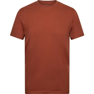 Kahverengi Regular Fit Bisiklet Yaka Pamuklu Basic Tişört