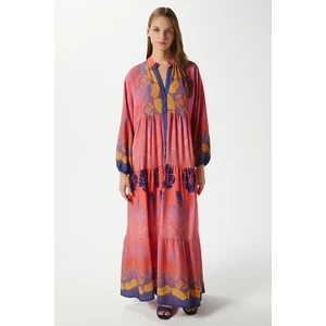 Modest Kadın Clara Pembe %100 Viskon Maksi Boy Uzun Elbise