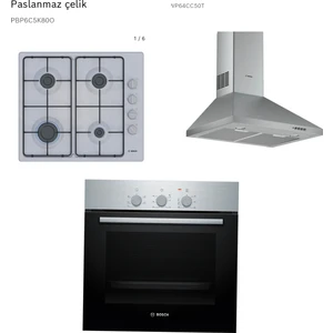 Eco 3lü Ankastre Set (Bosch HBF 011BR0T Fırın  Bosch PBP6C5K80 Inox Ocak  Bosch DWP64CC50T 60cm Davlumbaz)