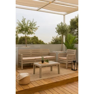 Lara Bahçe Mobilya Takımı Cappucino Renkli Polipropilen Dış Mekan Kullanımı İçin