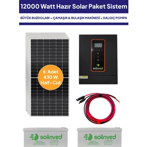 12 Kw 12000 Watt Güneş Enerjisi Hazır Solar Paketi - Half Cut Güneş Panelli