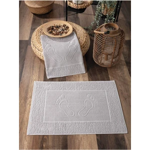 2'li Ayak Izli Ayak Havlusu Seti Gri- %100 Pamuk & Yumuşak - Dayanıklı ve Yüksek Su Emici - 50X70 cm