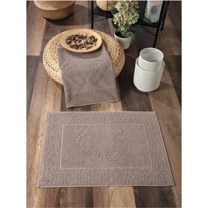 2'li Ayak Izli Vizon Ayak Havlusu Seti -  Pamuk & Yumuşak - Dayanıklı ve Yüksek Su Emici - 50X70 cm