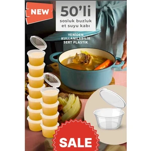 50 Adet 120 cc Kapaklı, Sızdırmaz Sos Kabı,et Suyu Kabı,tavuk Suyu Kabı,buzluk, Saklama Kabı