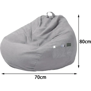 Tembel Koltuk Sandalye Kanepe Büyük Fasulye Torbası Kanepe Yumuşak Kaık Nefes Alabilen Yetişkin Çocuk Tatami Oturma Odası Dekoratif Fillercolor Olmadan: Gri 70X80CM (Yurt Dışından)