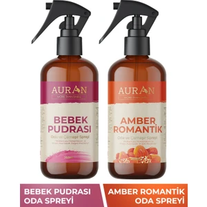 Bebek Pudrası Ve Amber Romantik Oda Ve Çamaşır Spreyi Oda Kokusu Oda Spreyi 2'li Set 250ml