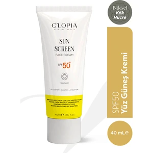 C'LOPIA BEAUTY Yüz Güneş Kremi Spf 50+ Uva & Uvb Koruma Bitkisel Kök Hücre Mineral Filtre Zinc Oxide