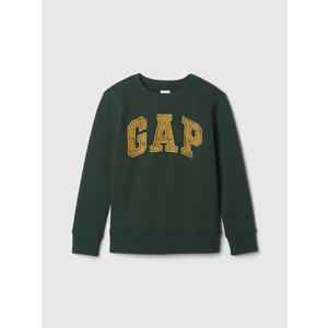 Erkek Çocuk Koyu Yeşil Gap Logo Grafikli Fleece Sweatshirt