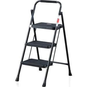 51403 Stepla Geniş 3 Basamaklı Katlanır Merdiven Eurotower Siyah