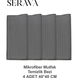 4'lü Mikrofiber Mutfak Temizlik Bezi – Yumuşak, Dayanıklı, Iz Bırakmaz (40X40)
