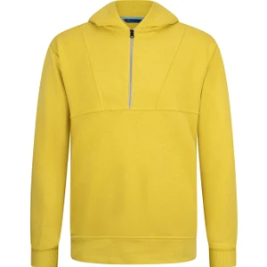 Sarı Regular Fit Fermuarlı Kapüşonlu Sweatshirt