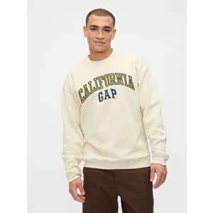 Erkek Kırık Beyaz Gap Logo Grafikli Relaxed Fleece Sweatshirt