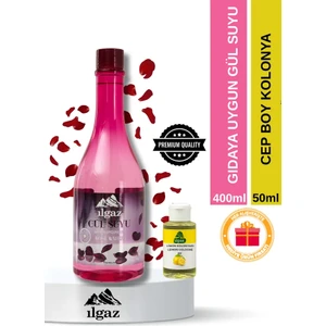 Doğal Gül Suyu 400 ml Gıdaya Eklenebilir Içilebilir Saf Gül Suyu Kolonya Seti