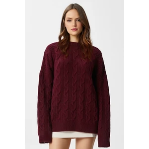 Kadın Stella Yumuşak Oversize Bordo Triko Kazak