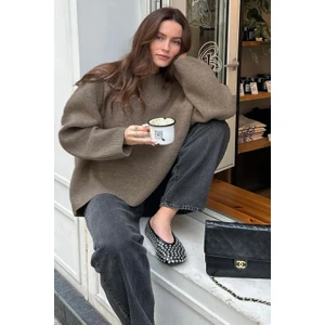 Pntrst Vizon Bisiklet Yaka Oversize Triko Kazak