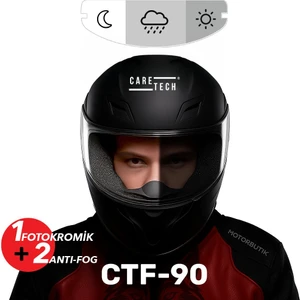 CARETECH CTF-90 Motosiklet Kask Buğu Önleyici Fotokromik Film-Vizör Otomatik Kararma Anti Fog Kolay Montaj