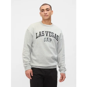 Erkek Gri Gap Logo Grafikli Relaxed Fleece Sweatshirt