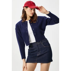 Kadın Tilia Crop Lacivert Örgü Hırka