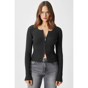 Kadın Verna Viscose Fermuarlı Saran Antrasit Triko Hırka