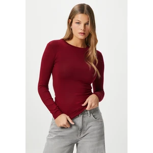 Kadın Lux Touch Yumuşak Doku Bordo Bluz