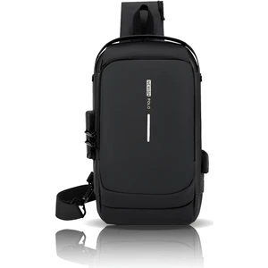 Unisex Siyah USB Çıkışlı Anti Hırsız Kilitli Suya Dayanıklı Çapraz Göğüs Omuz ve Bel Çanta