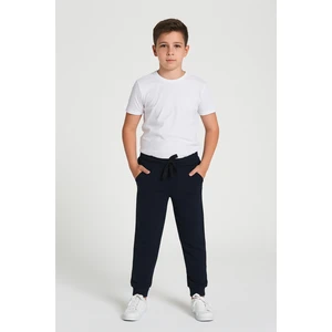 Lacivert  Kalın Pamuklu Beli ve Paçası Lastikli Cepli 5-6-7-8-9-10-11-12 Yaş Erkek Çocuk Eşofman Altı