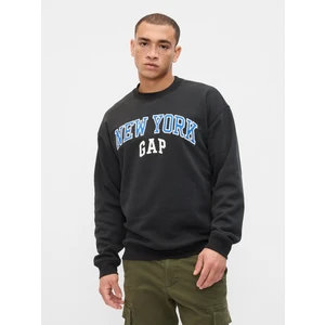 Erkek Siyah Gap Logo Grafikli Relaxed Fleece Sweatshirt