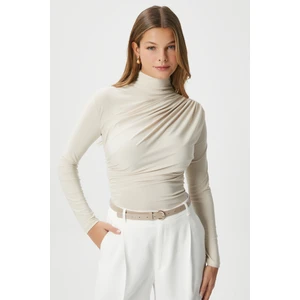 Kadın Moon Büzgülü Açık Bej Sandy Bluz