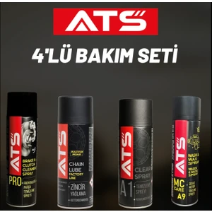 4’lü Motosiklet Bakım Seti: Zincir Temizleyici ve Yağlayıcı, Balata Spreyi, Susuz Motor Temizleme (Fırça Hediyeli)
