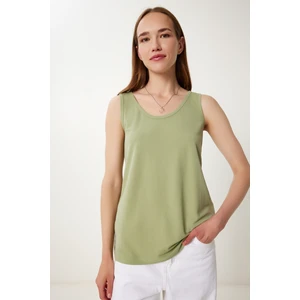 Dökümlü Rahat Örme Atlet LJH0004 Haki