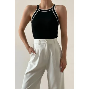 Halter Yaka Kontrast Bluz