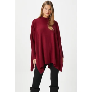 Kadın Zenta Oversize Yan Yırtmaçlı Bordo Triko Kazak