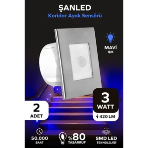 3W Koridor Ayak Radar Sensörlü Led Geçmeli Spot Aydınlatma 2 Adet