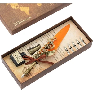 Feather Pen Featherpen Kuş Tüy Kalem Mürekkepli Divit Yazı Seti