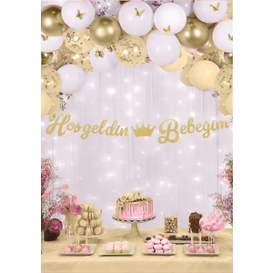 Deniz Parti Hoşgeldin Bebeğim Altın Kaligrafi Banner