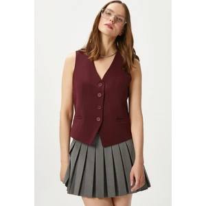 Kadın Style Bordo Astarlı Dokuma Yelek