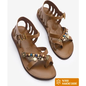 Kadın  Deri Eva Taban Parmak Arası Günlük Sandalet Kitaz