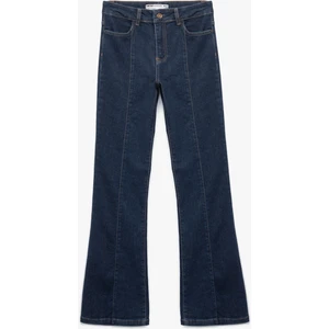 Pamuklu Yüksek Bel Dar Kalıp Ispanyol Paça Jean Pantolon - Flare Jeans