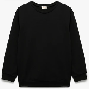 Uzun Kollu Bisiklet Yaka Basic Sweatshirt