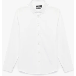 Slim Fit Yarım Italyan Yaka Uzun Kollu Gömlek