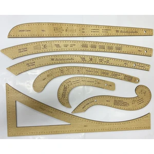 Ahşap Cetvel Riga Kavadura Mektep Gönye 7 Parça Set