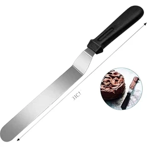 Paslanmaz Eğik Pasta Spatula Bıçağı Orta Boy