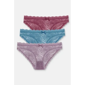 Petrol-Wine-Rose 3 P Lace Slip