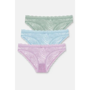 3'lü Dantelli Slip Külot