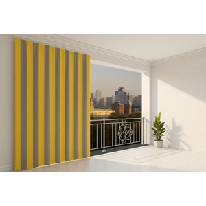 Sarı Gri Su Geçirmez Halkalı Bağcıklı Balkon Perdesi Branda