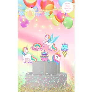 Deniz Parti Unicorn Temalı Pasta Üstü Figür Set