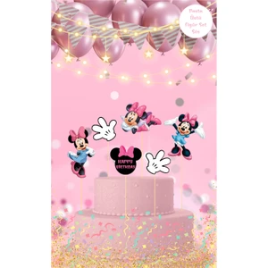 Deniz Parti Minnie Mouse Temalı Pasta Üstü Figür Set