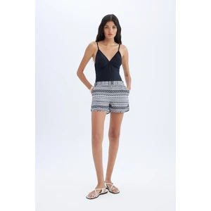 Regular Fit Etnik Desenli Deniz Şortu-Fall in Love T5232AZ24SM